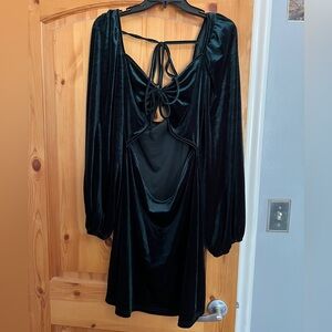 SHEIN Velvet Green Cut Out Dress